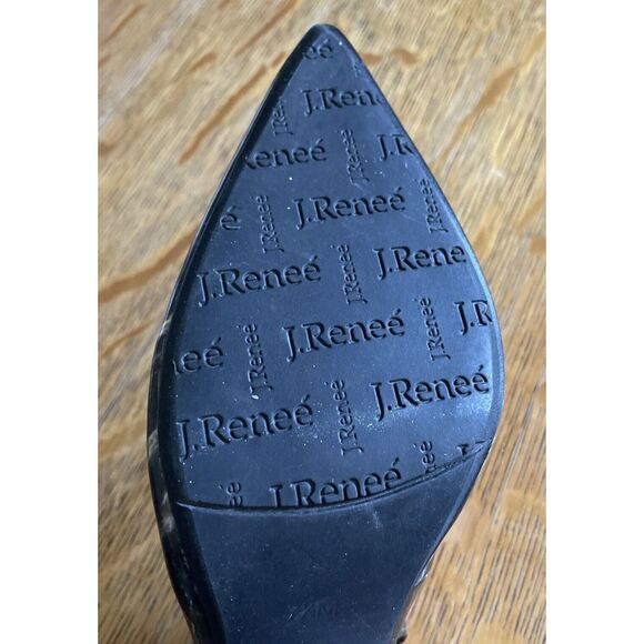 J. Renee Masiela Black Marble Metal Heel High Taper Toe Sling Memory Foam 7.5 M - Picture 12 of 12